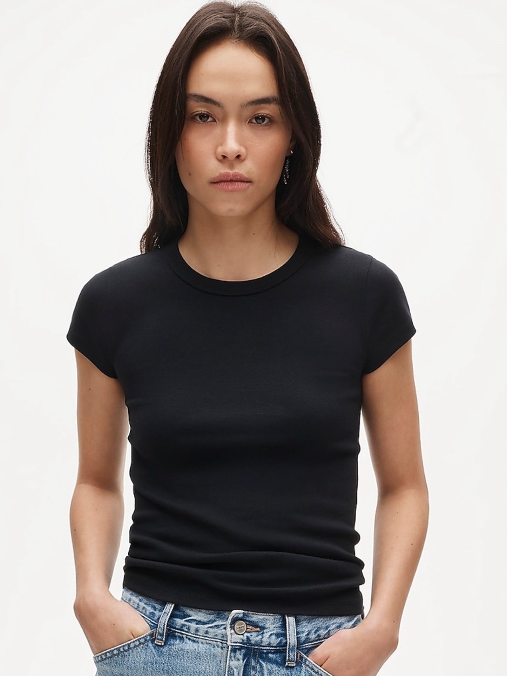 J. Crew Black Slim Crewneck Short Sleeve Tee